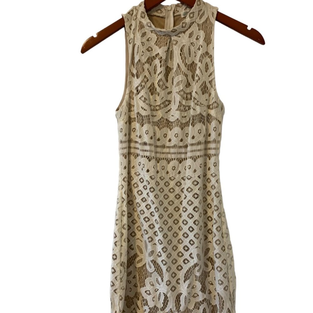 Halter Neck Lace Mini Dress